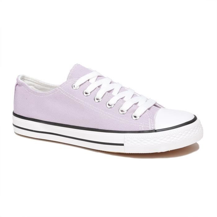 Tennis basses LA MODEUSE lilas Plateforme Femme Textile