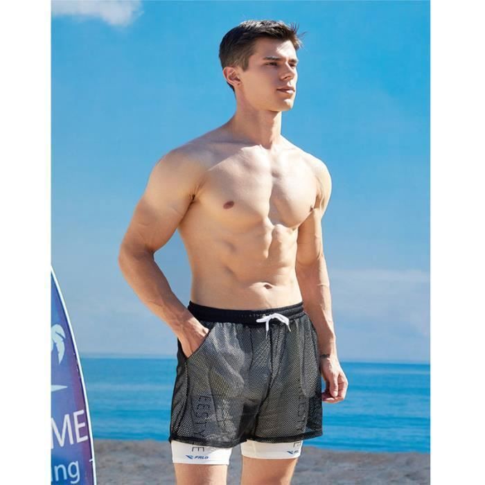 Short de Bain Homme Avec Doublure Compression t Respirant