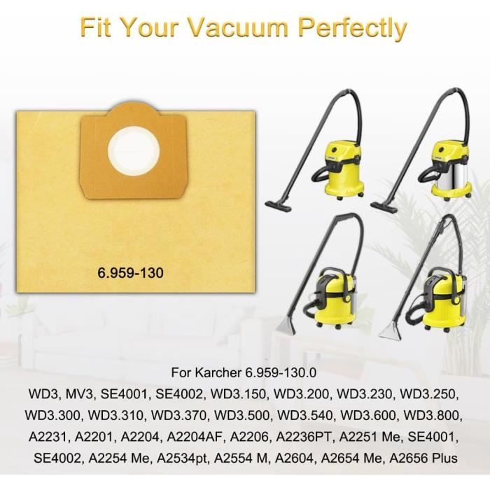 Lot De 8 Sacs D Aspirateur En Papier Pour Karcher Wd3 1629 Mv3P
