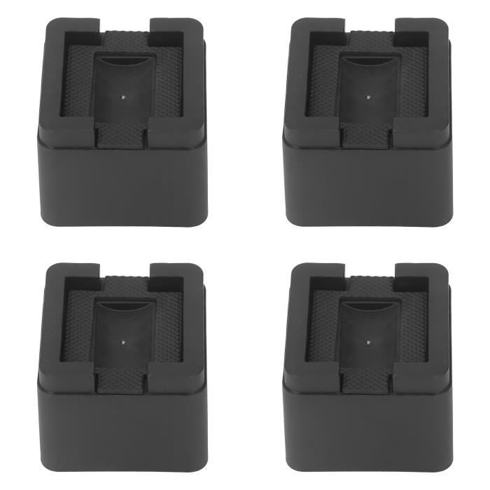Rehausseurs De Lit Dokeno - Lot De 4 Blocs Carrés Ultra-solides De 10,2cm Pour Surélever Canapé, Bureau, Table Et Bibliothèque - Noir