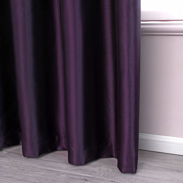 Rideaux Occultants En Imitation Soie Avec Doublure Noire De Couleur Unie Pour Chambre À Coucher