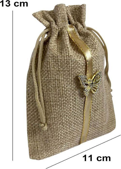 Acheter Sac En Toile De Jute Naturelle à Cordon, 5 Pièces, Sacs Cadeaux En Jute, Emballage De Sacs De Mariage
