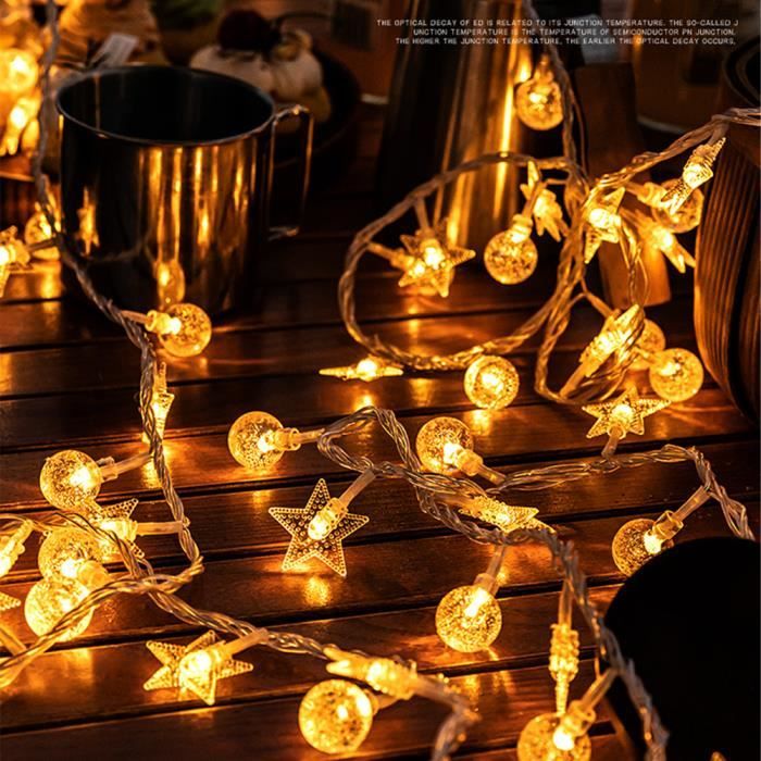 Guirlande de Noël OEM Guirlande Lumineuse 6M LED avec 40 LED Flocon de neige  pour Noël Soirée Mariage Maison Jardin, Blanc Chaud [Batterie alimenté]