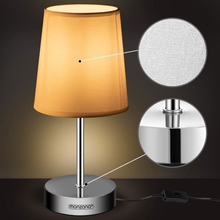 Barabesty Abat-jour De Table E27 Avec Lampe De Chevet Murale - Tissu Diamètre Inférieur 30 Cm Jaune