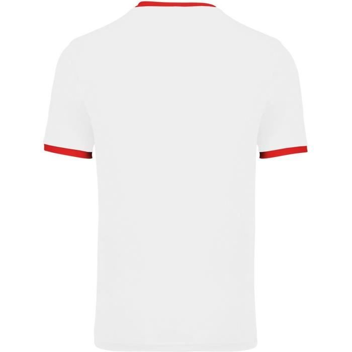 Maillot de foot adulte PA4000 blanc et rouge PROACT Manches