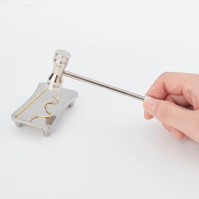 Marteau Bijouterie OLYCRAFT Mini - Double Tête + Plaque Acier Pour Estampage Métal & Réparation