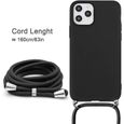 Coque pour iPhone 15 Pro, Protection Silicone Liquide Anti-Rayures avec Cordon Noir-3