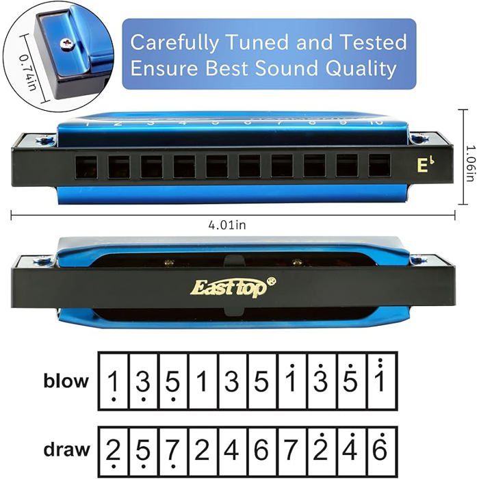 East Top Blues Diatonic Harmonica Key Of Eb 10 Trous 20 Tons Harmonica east-top-blues-diatonic-harmonica-key-of-eb-10-trous-20-tons-harmonica