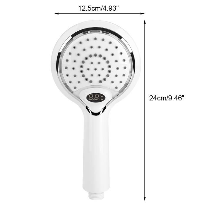 Thermomètre à Eau Pour Pommeau De Douche, Sans Batterie D'alimentation, Rotatif, Moniteur En Temps Réel, Affichage LED, Thermomètre à Eau Numérique Pour La Prévention Des Brûlures De Douche Prénatale