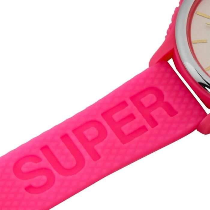 Montre SUPERDRY SYL151P d tail Sapporo rose fluo lunette en argent