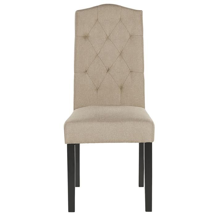 Lot De 2 Chaises Shirley Beliani Tissu Beige Capitonné, Salle à Manger Ou Salon