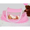 Moustiquaire Pliable Bébé portable avec Coussin et oreiller rose Voyage en plage vite lit tente simple pour petit-0