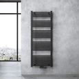 Radiateur de salle de bain Sogood 160x60cm - Noir-Gris - Vertical - Chauffage à eau chaude-0