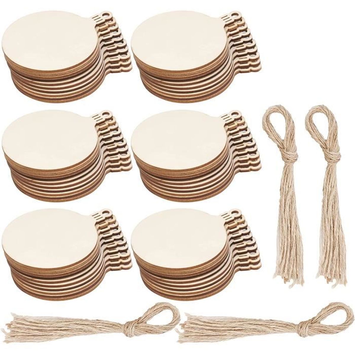 60 Boules de Noël en Bois à Peindre, Colorier & Décorer, 7cm 