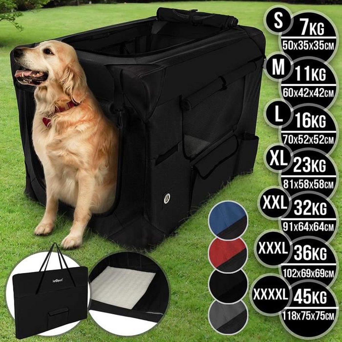 Sac De Transport L Noir Pliable Et Lavable En Tissu Cage Caisse De Transport Pour Chats Chiens Animaux Domestiques Cdiscount