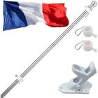 DLZAOAO Kit de Mât de Drapeau en Aluminium 180cm, avec Support Mât de Drapeau en Acier Inoxydable à Fixe au Mur avec Anneaux Rotatifs,