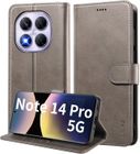 TECHTA Coque pour Xiaomi Redmi Note 14 Pro 5G / Note 14 Pro+ 5G / POCO X7 5G , Housse Clapet Protection Pochette Antichoc - Gris