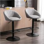 Tabouret Bar - MIPAN - Lot de 2 - Tabouret Cuisine Pivotante en Tissu- Réglable en Hauteur - Gris clair