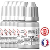 Pack Booster Nicotine 6 mg 10 ml 70/30 - 70% PG / 30% VG DIY Lot de 6 Bouteilles E-Liquides
