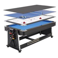 Devesspiort - Table Multi-jeux 7FT - Billard Air Hockey Ping Pong - Noir - Multifonction