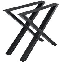 [en.casa] Set de 2 pieds de table Pied de meuble Métal Forme X Pied de table à manger Noir 79 x 72 cm Avec protecteur de sol et