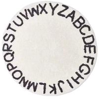 Space Tapis de Jeu Fait Main ABC Alphabet pour Enfants - Doux Coton Lisse Lettres Éducatives Précoce Tapis, Blanc & Noir,100cm