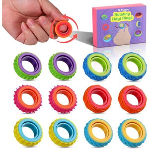 Lot De 12 Bagues Anti-Stress Sensorielles En Silicone Avec Textures - Jouets Fidget Silencieux Pour Enfants TDAH, Autisme, Anxiété
