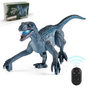 ROBOT - ANIMAL ANIMÉ Jouet dinosaure électrique, jouet dinosaure robot radiocommandé avec marche, lumière et aboiement- convient pour les 3-9 ans