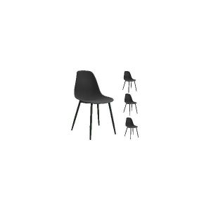 CHAISE ESTER-Chaise Coque Noire, pieds noirs (x4)