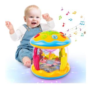 MICRO - KARAOKÉ ENFANT Jouets Bébé 6 Mois Plus,Projecteur Tournant Jouet avec Musique et Multicolores Lumières, Jouets Musicaux de 6 9 12 18 Mois Plus Bebe