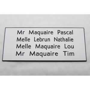 plaque gravée boite aux lettres porte personnalisée 4 lignes N° ft 75x150 mm