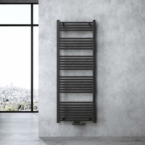 SÈCHE-SERVIETTE EAU Radiateur de salle de bain Sogood 160x60cm - Noir-Gris - Vertical - Chauffage à eau chaude