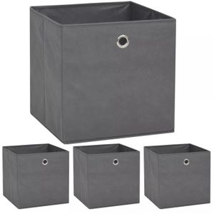 Boite De Rangement 4 Pcs Tissu Non Tisse 32 X 32 X 32 Cm Gris