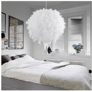 LUSTRE ET SUSPENSION Moderne De Luxe Blanc Plume Ball Plafond Lustre Pendentif Lumière Lampadaire Décor Droplight E27 (Ampoule non inclus)