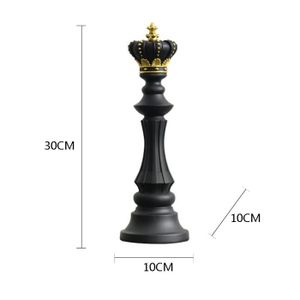FIGURINE - PERSONNAGE Roi noir-M - Figurine'échecs internationale rétro en résine, Sculpture de roi chevalier pour l'intérieur, déc