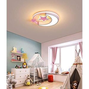 PLAFONNIER LANXI Plafonnier LED pour Chambre d'enfants - Étoiles et Lune - Diamètre 60 cm - Rose - Lumière Chaude