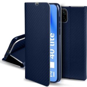 COQUE - BUMPER Moozy Coque a Rabat pour Huawei P40 Lite, Carbone 