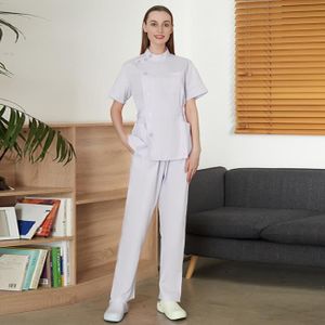 Docteur Infirmière Uniformes Femmes Hôpital Vêtements de travail Blouse  Manches Courtes Tops Pantalon Ensemble