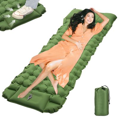 Matelas Autogonflant Camping Queta – Ultraléger Avec Pompe à Pied, Oreiller Intégré, 195x63x7 Cm Pour Randonnée & Plage