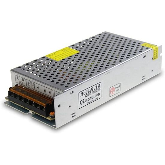Transformateur D'Alimentation 12V 15A 180W - Alimentation à Découpage Universelle Pour Imprimantes 3D, LED Et Appareils Industriels