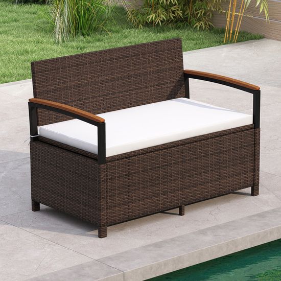 Banc Résistant Intempéries 300kg Casa.pro Banc De Jardin D'Extérieur Avec Accoudoirs Confortable Dossier Décoratif 3 Places Pour Terrasse Balcon Cour Repos Résistant Capacité 300 Kg Acier 127 X 53 X 88 Cm