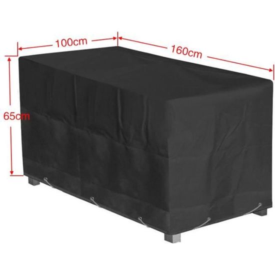 Housse de protection pour salon de jardin - Noir - 160*100*65cm - Résistante à l'eau et à la poussière