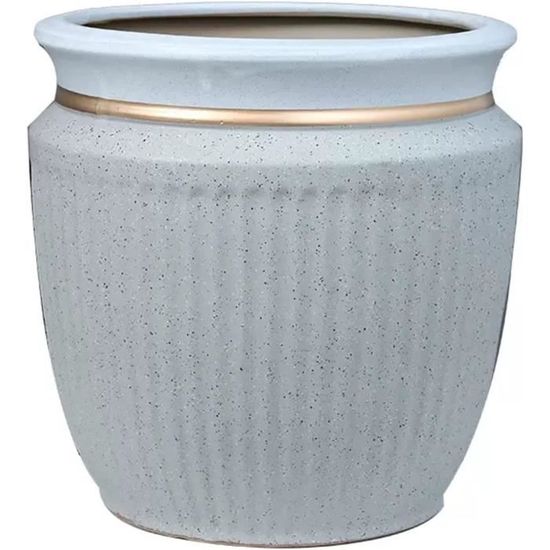 Lot De 2 Grands Pots De Fleurs Décoratifs Extérieur Vert Marbré 30x9 Cm - Jardin, Balcon, Cimetière - Décoration Funéraire