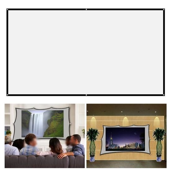 Écran de projecteur pliable fixé au mur, écran de projection 16: 9, grand angle de vision pour les films d'extérieur pour la