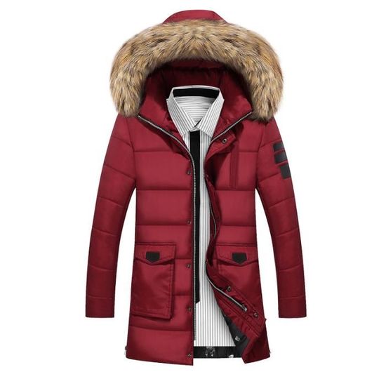 Doudoune fourrure top homme rouge