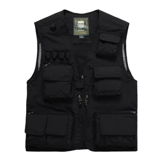 Veste Saharienne Homme Gilet Homme Sans Manche De Travail De Photographie Gilet De Gilet Cargo Militaire Léger Respirant