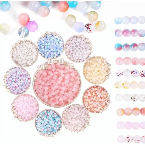 500 Perles En Verre Rondes – Pour Fabrication De Colliers Et Bijoux – Neuf