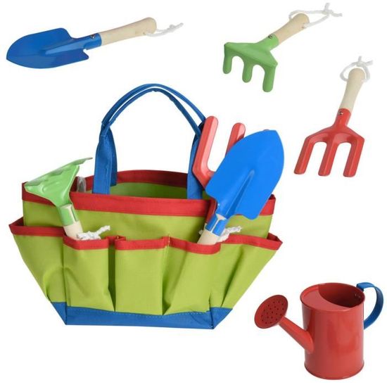 5 Pieces Set Jardinage Enfants Set Jouets Denfants Jardin Exterieur Jouets Denfants Avec Le Sac Fourre Tout Fourre Tout Rake Main Pelle Truelle Pour Les Enfants Ensemble Doutils Style 1 Outillage De Jardin Pour Enfants