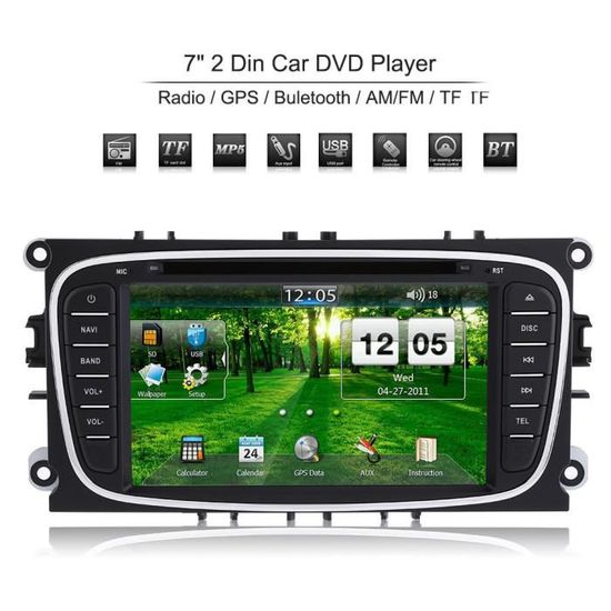 YOSOO lecteur DVD de voiture GPS Lecteur DVD de voiture 2 Din 7 'avec Navigation GPS Bluetooth AM / FM pour Ford Mondeo Focus S-Max