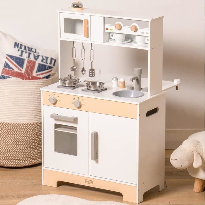 Cuisine En Bois Pour Enfants WOLTU 5 Pièces - Dinette Complète Avec Accessoires, Blanc